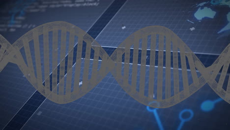 animation of dna strand over diagrams and data processing