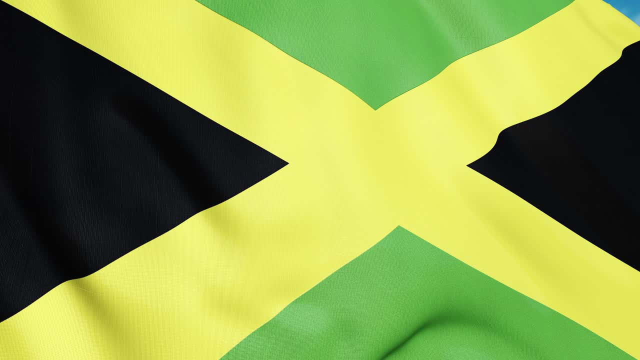 Jamaica flag waving animation closeup