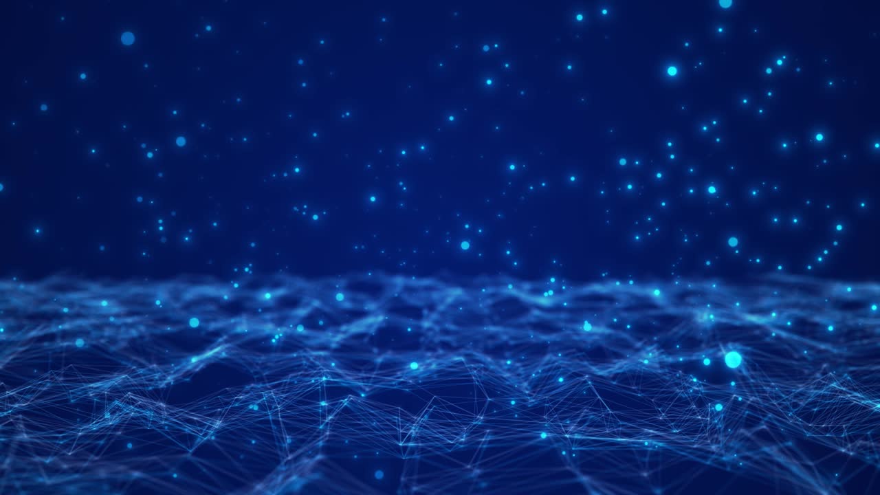 onda de partículas digitales abstractas y luces cibernéticas o tecnología de fondo de bucle.