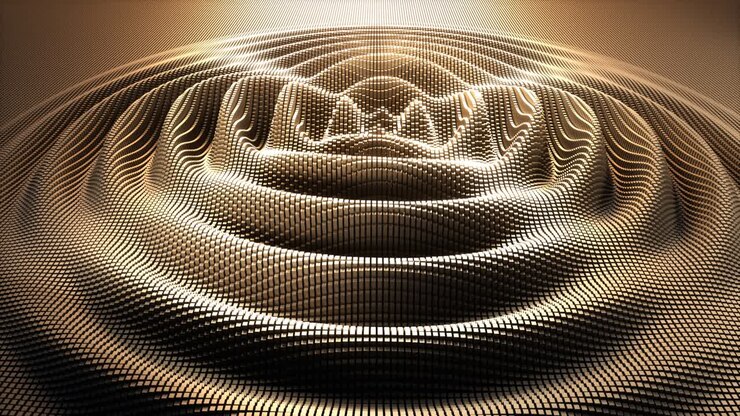Futuristic abstract cubic grid wave pattern