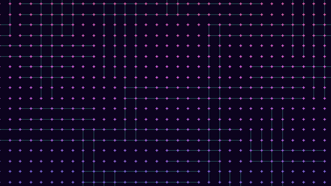An abstract and futuristic pattern of dots on a dark background arranged in a grid formation. Some dots shine brighter, creating a visually mesmerizing effect