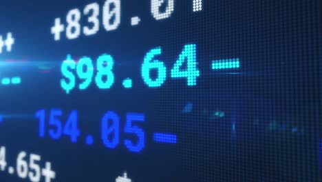 animation of yellow processor elements and financial data processing on digital display