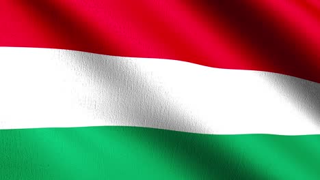 bucle sin costura 4k vdo. bandera nacional húngara soplando en el viento aislado. diseño abstracto patriótico oficial. ilustración de renderización 3d del símbolo del signo ondulante.