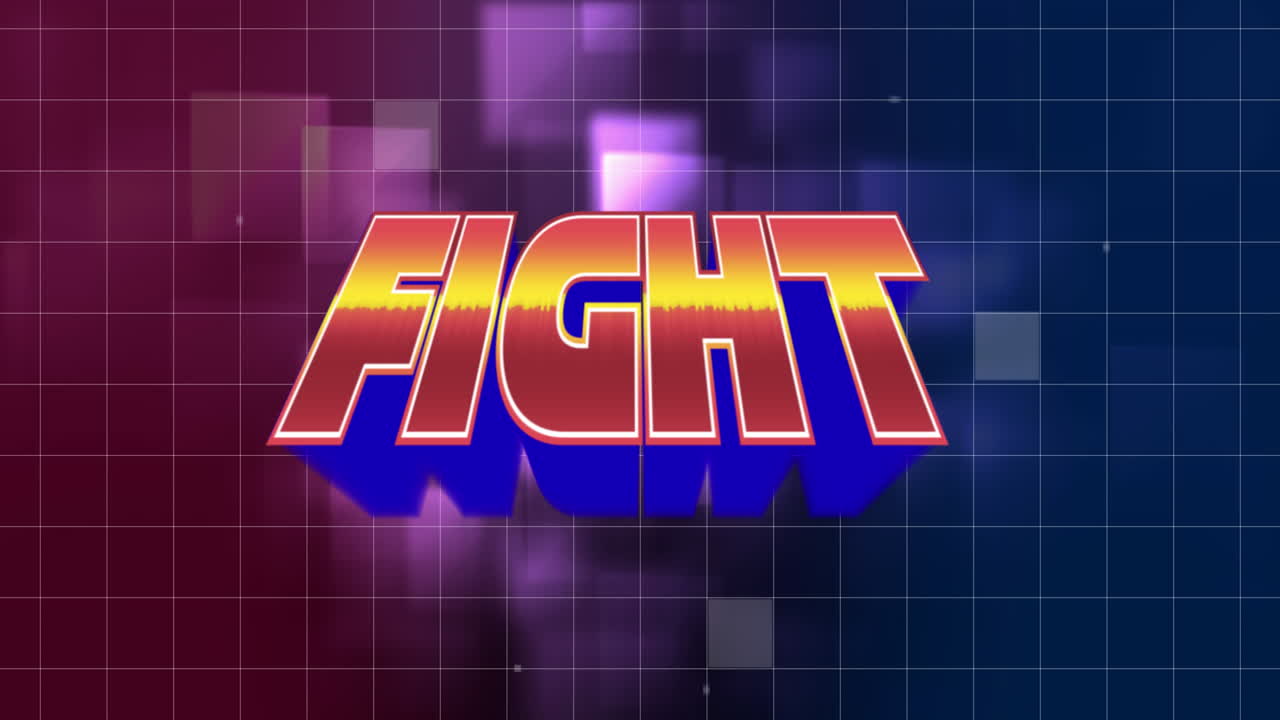 animación de lucha sobre fondo cuadrado púrpura y marino