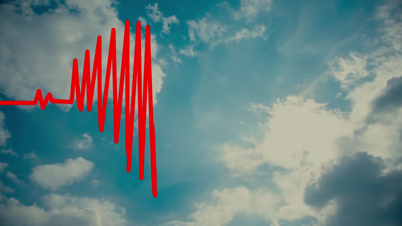 el latido del corazón en forma de corazón. bucle sin costuras fondo azul ekg electrocardiograma pulso forma de onda real. concepto de salud. 4k