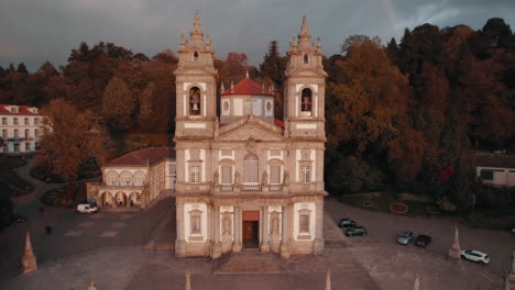 Drone-footage-of-Bom-Jesus-do-Monte,-in-Braga-Portugal