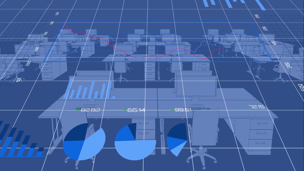 Animation of financial data processing over office