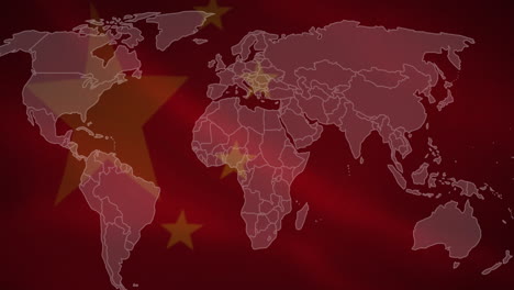 animación del mapa del mundo y la bandera de china.