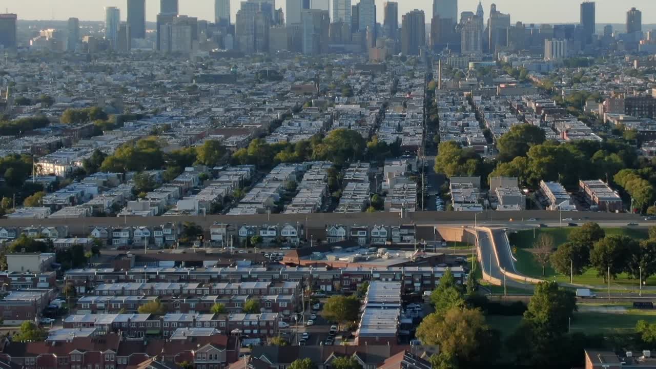 필라델피아 도시의 아침 안개