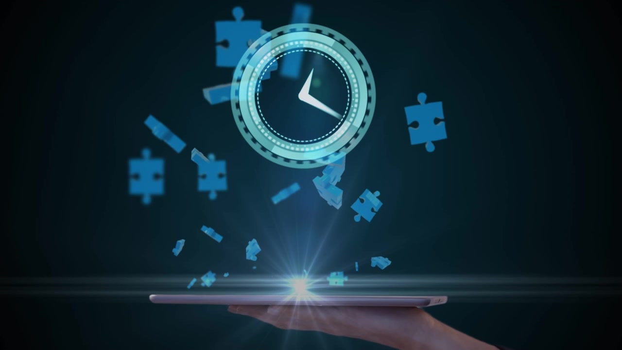 Animation of clock moving over puzzle