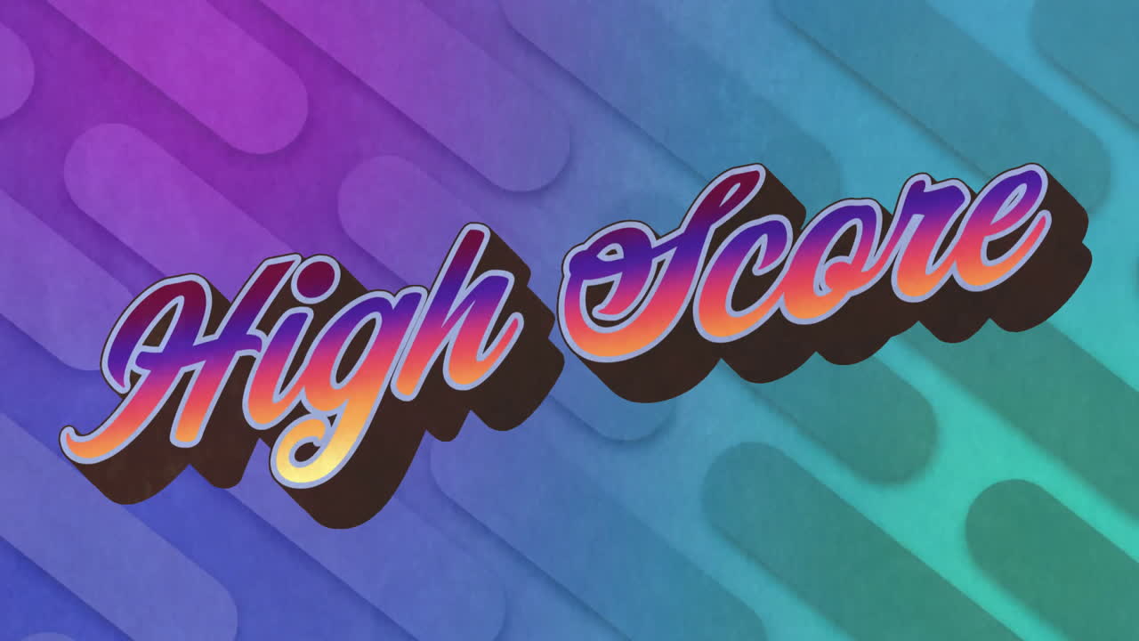 그라디언트 모양으로 다채로운 추상적인 배경 위에 높은 점수 텍스트 애니메이션