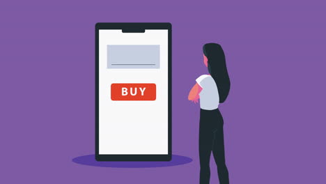 female buyer ecommerce market animation