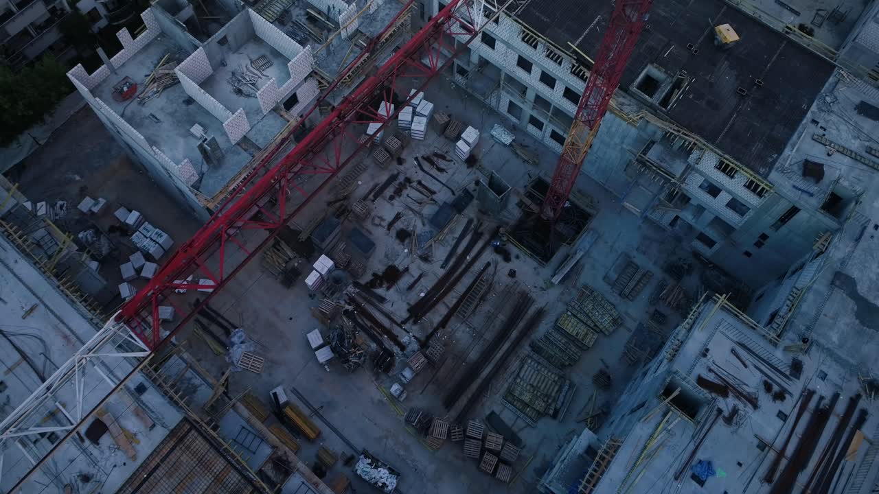 Aerial vertical view of a housing estate under construction