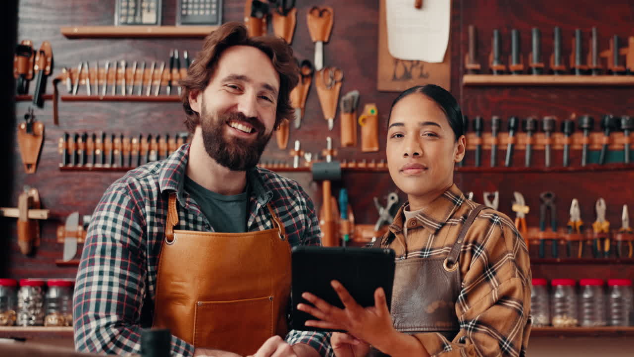 taller de cuero, retrato de un hombre