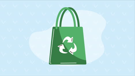 green ecology bag with recycle arrows animation