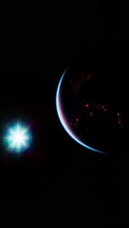 la tierra desde el espacio por la noche