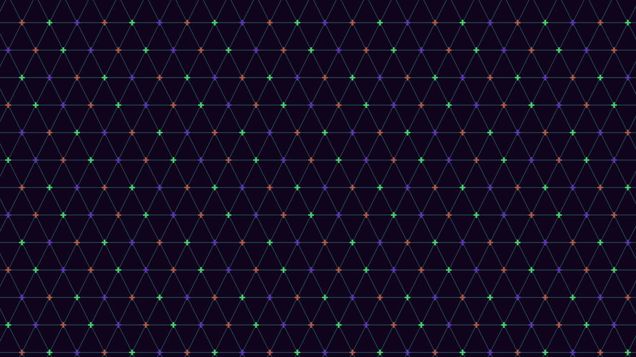 파란색, 초록색, 빨간색 점 을 가진 검은색 과 색 격자 의 다채로운 미로 패턴