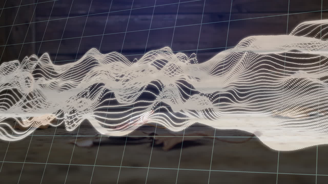 Creating dynamic flow, animation of abstract wave pattern with grid lines