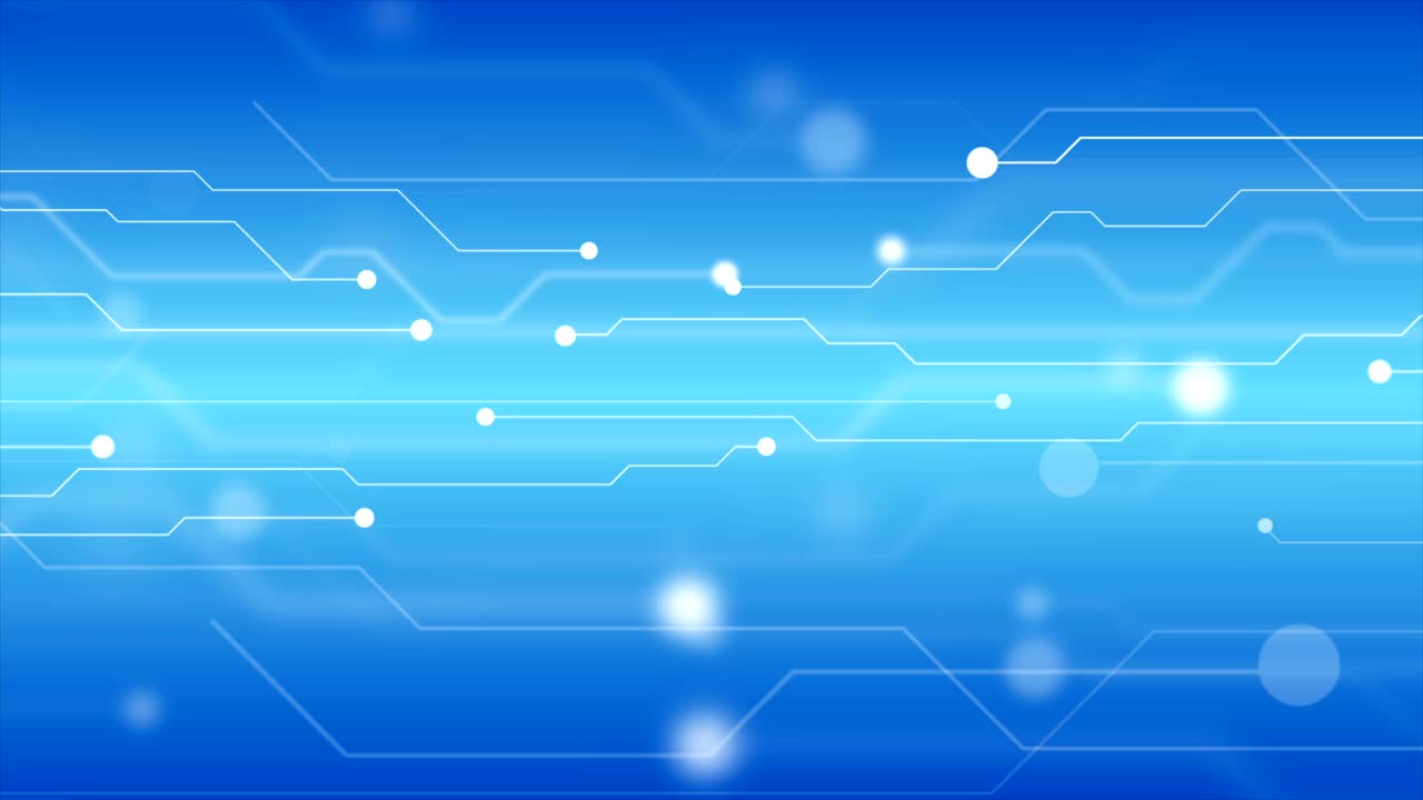Bright blue shiny circuit board chip abstract motion background