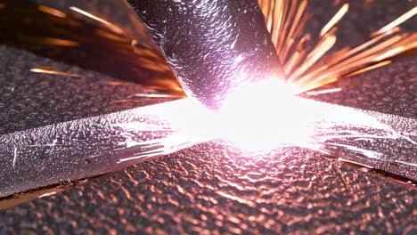 close-up of plasma cutting or welding process