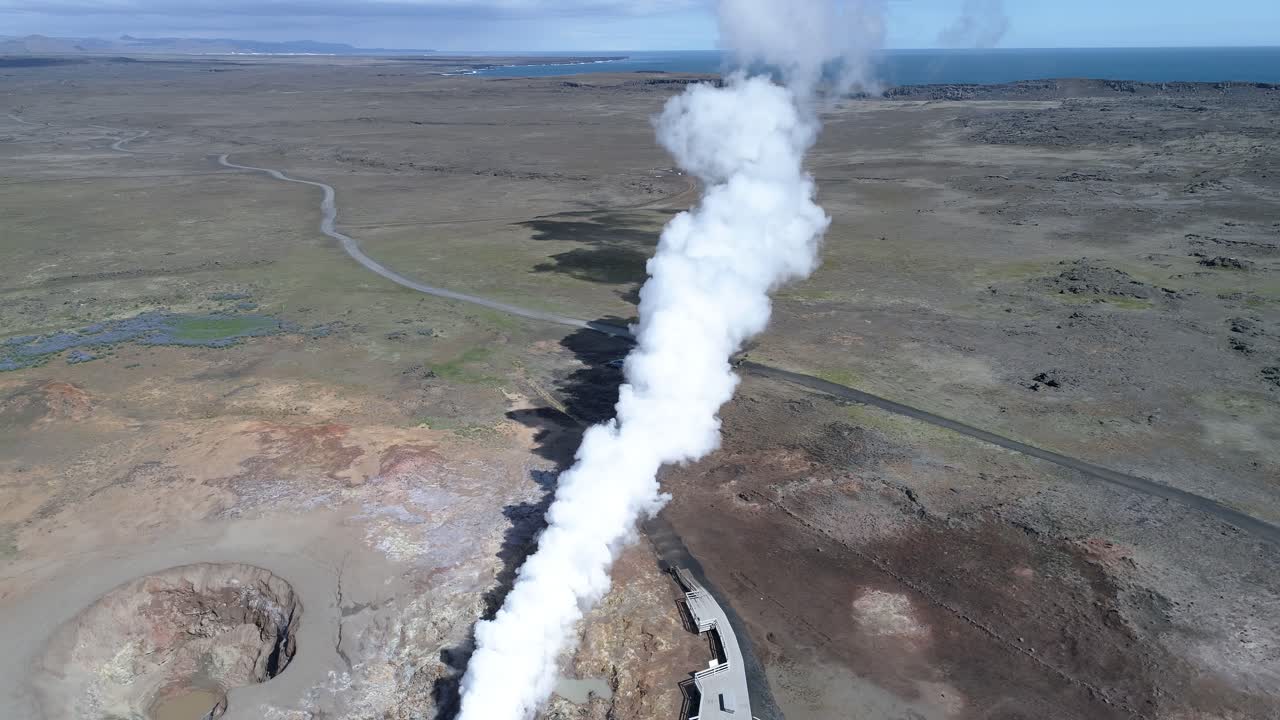 Icelandic Geothermal Area with Steam Eruption