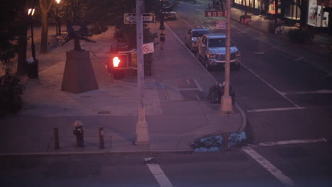 Very-Early-Dark-Morning-Runner-in-Manhattan-with-Cars-and-Taxis-Going-By