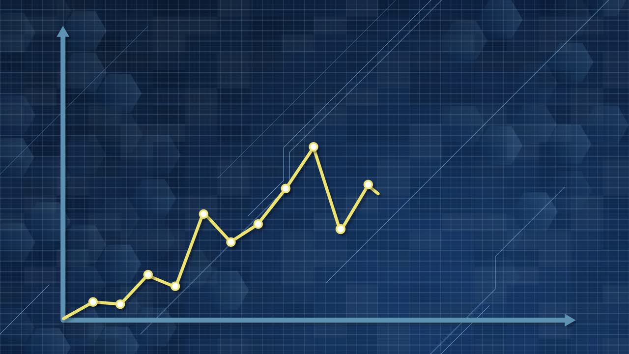 Graph lines rising over time on grid