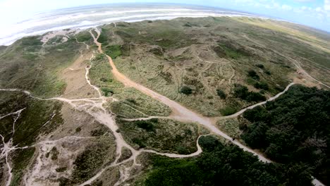 paisaje de dunas con hierba de marram, dunas de hierba, lyngvig, mar del norte, hvide sande, protección de diques, jutlandia, dinamarca, 4k