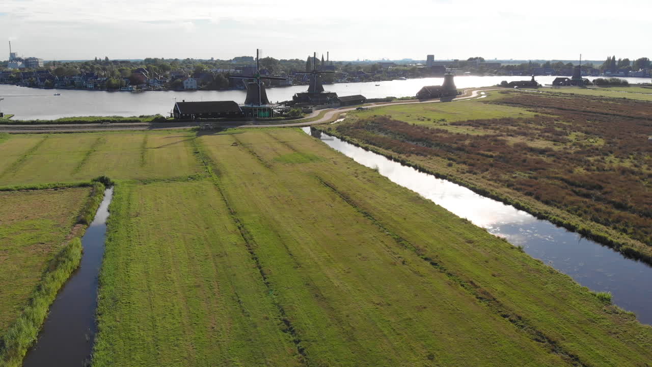 zaanse schans, 암스테르담, 네덜란드의 공중 풍차