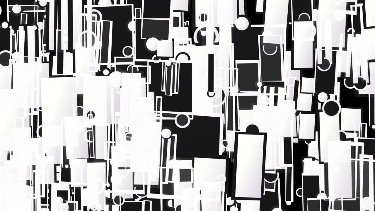 검은색과 색의 사각형과 원 [loop]