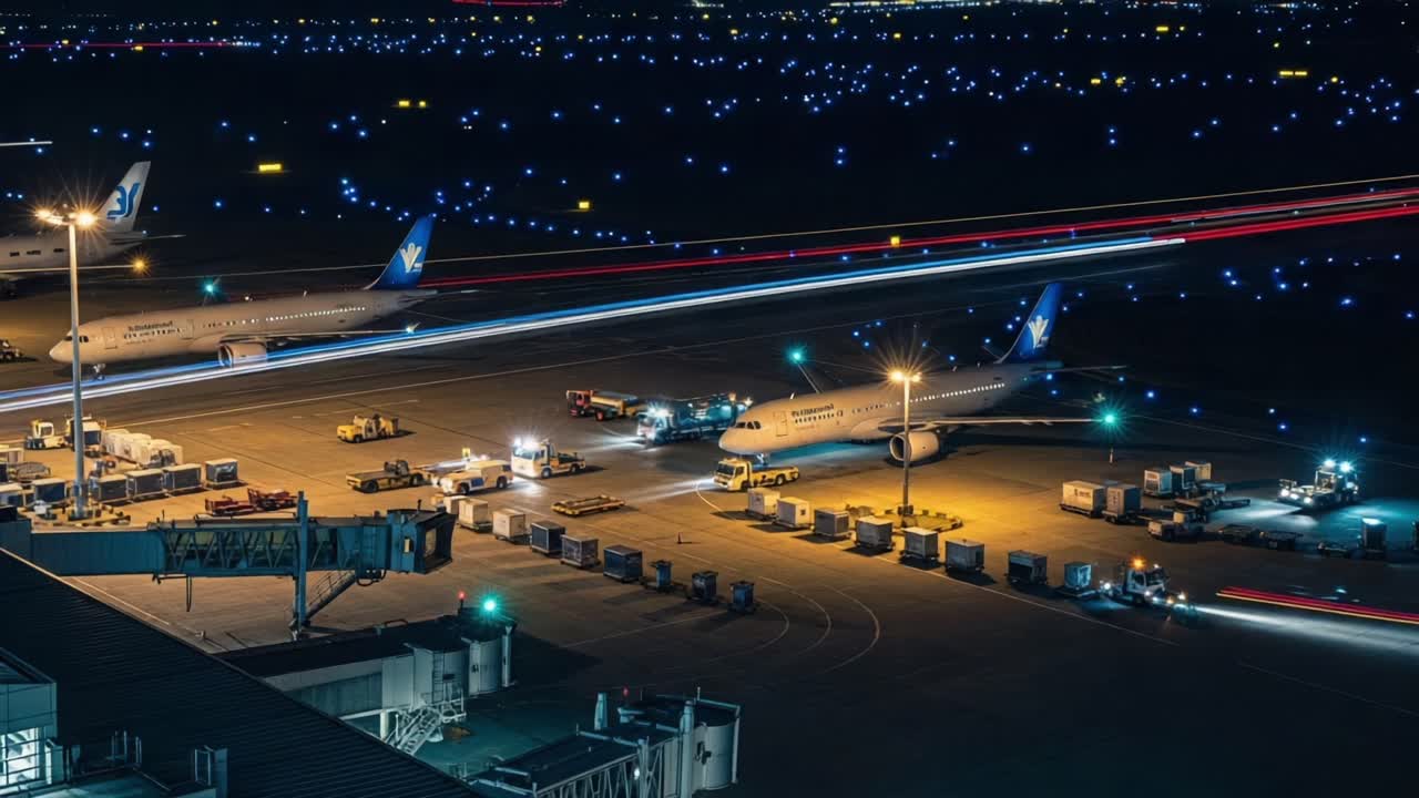 Nighttime Operations at an Airport with Illuminated Aircraft and Ground Crew Activity During Late Hours