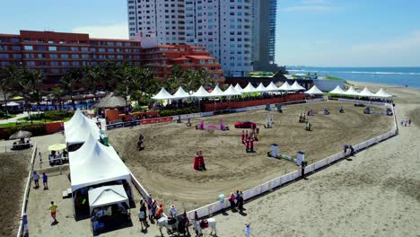 Show-jumping-event-in-the-beach,-Boca-del-Rio,-Veracruz