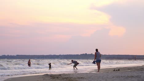 view of people on beach. people having fun on summer vacation