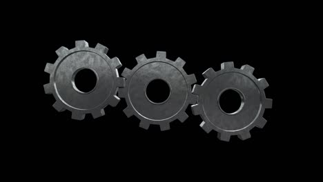 gears spinning . black background. alpha channel