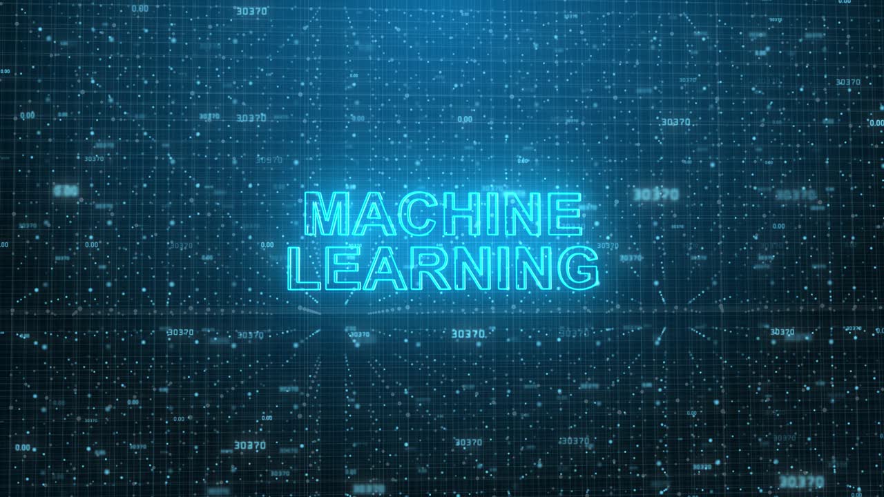 Machine Learning Concept: Blue Futuristic Technology Network on Digital Cyberspace Background