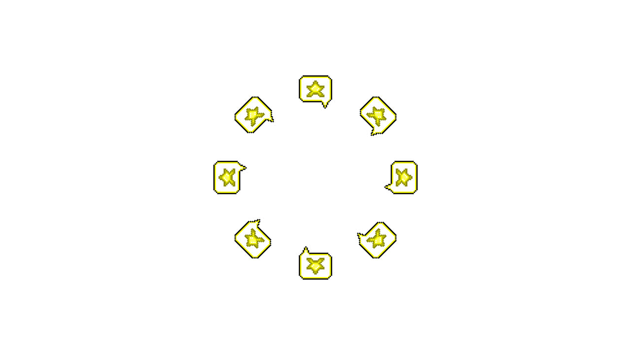 Pixel Art Speech bubble Star Spinning Circle Animated Overlay Transparent 30fps (3)