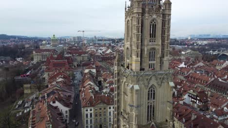 Bern-Cathedral--view-in-Switzerland-4K-drone-shot