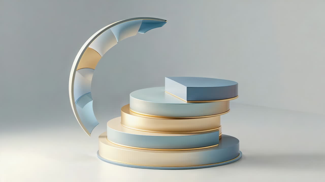 Abstract Geometric Pedestal Display with Crescent Moon Shape