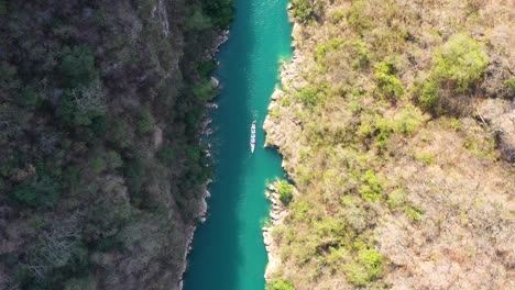 aerial view above mountain river in tamasopo san luis potosi mexico