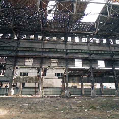 large abandoned industrial hall