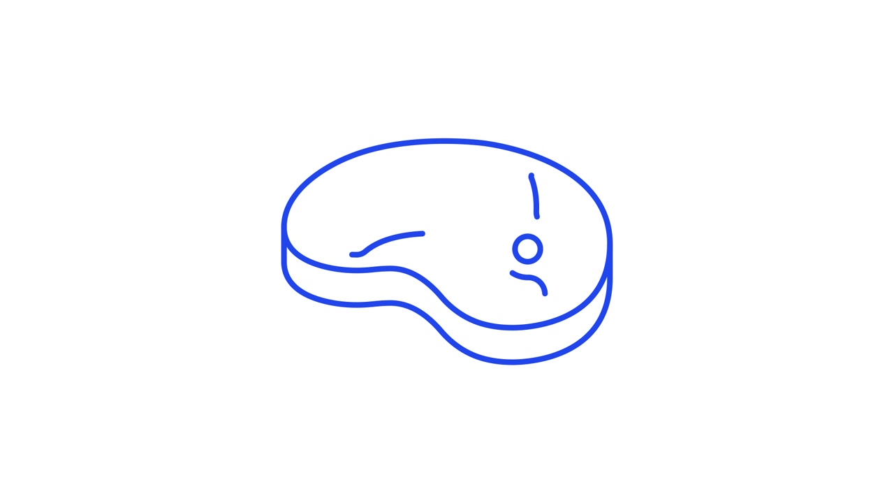 Blue Line Drawing Animation of a Steak Icon