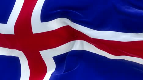 full screen iceland flag is waving slowly