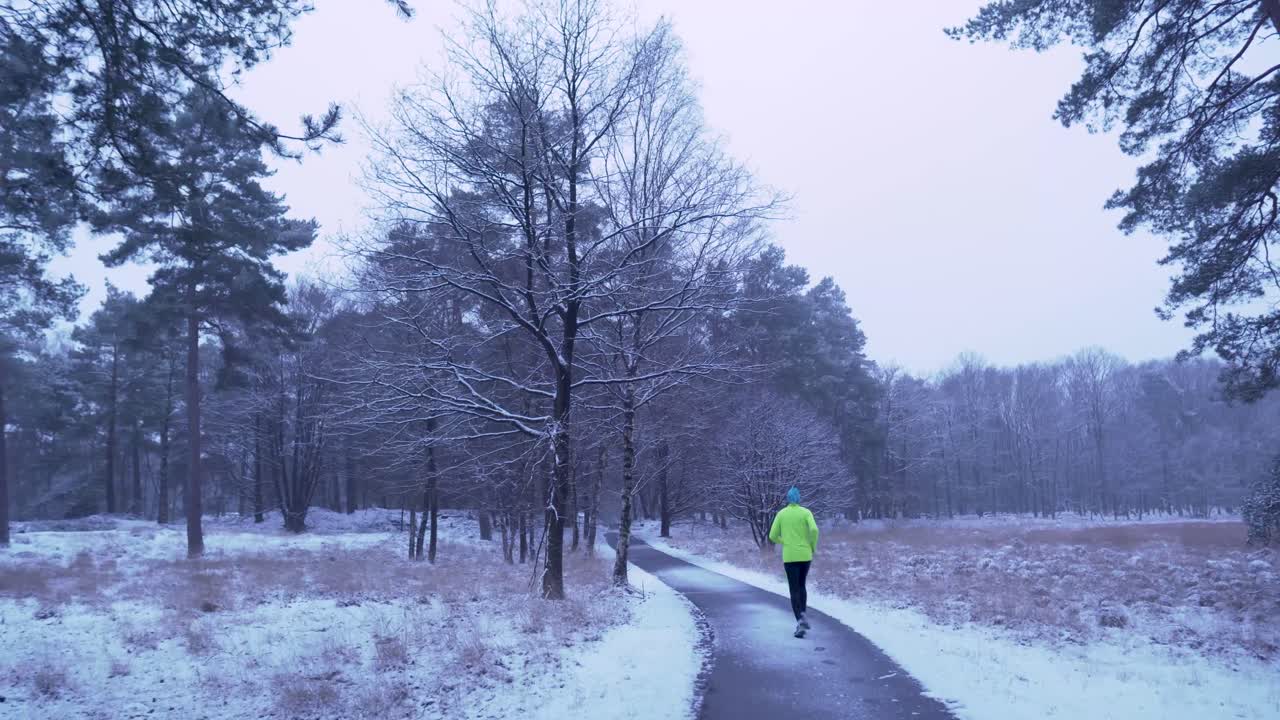 눈 인 숲에서 겨울을 달리는 것