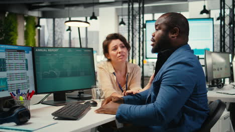 vertical video exasperated black manager dealing with a stressful situation at the office