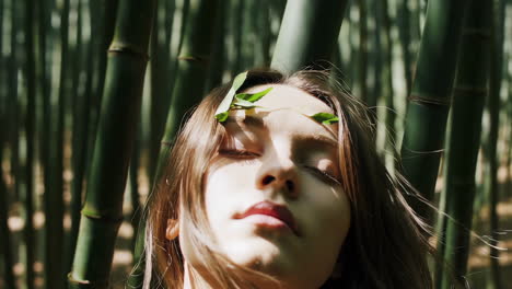 woman in a bamboo forest