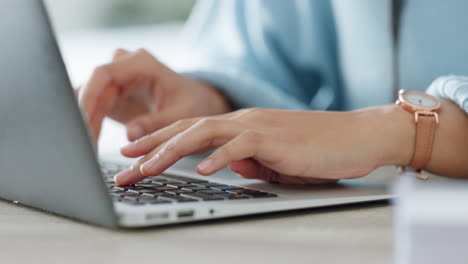 laptop, typing and a woman working in freelance