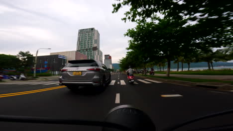 driving through a vietnamese city: coastal road trip