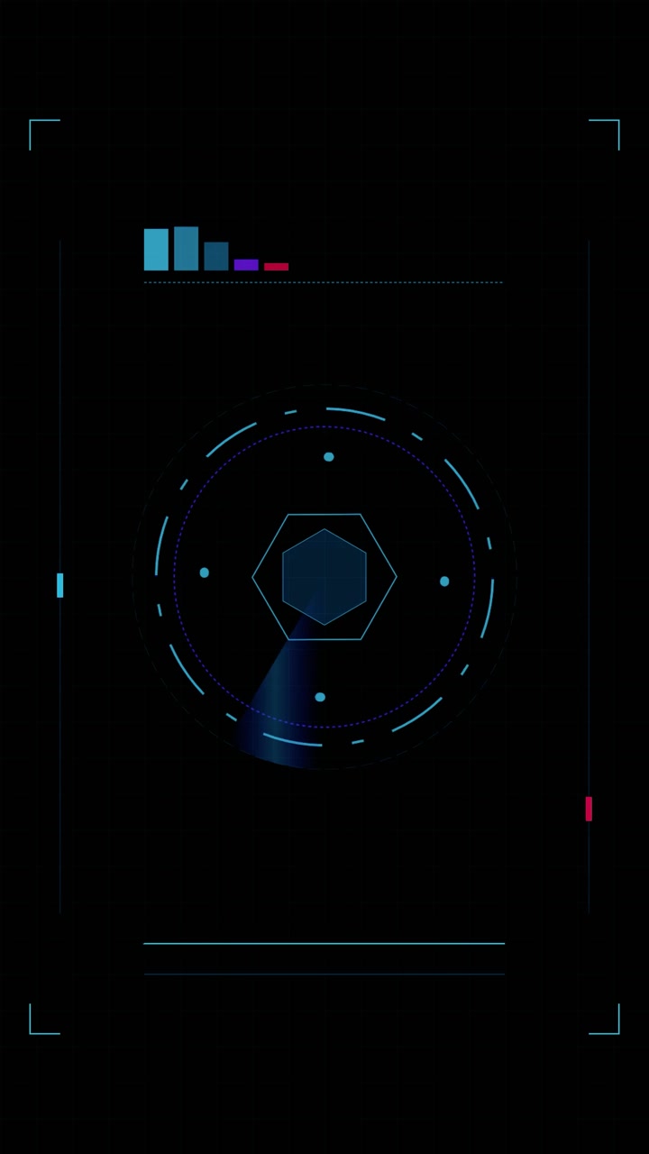 Futuristic Digital Radar Interface with Rotating Scanning Beam