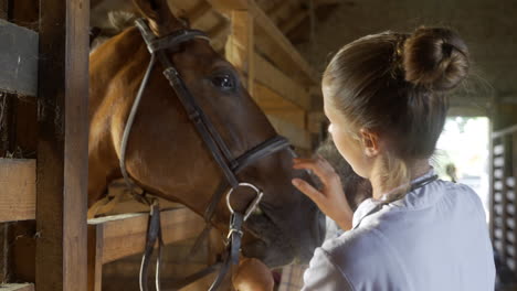 people talking at the stables