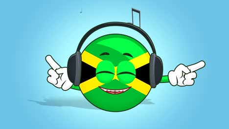 cartoon icon flag jamaica face animation listen music with alpha matte